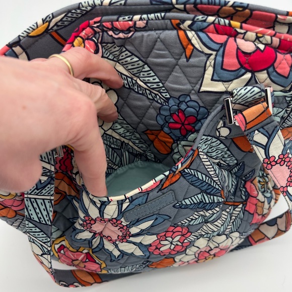Vera Bradley Glenna Tropical Evening Tote Bag Purse Gray Pink Orange Floral - Picture 12 of 12